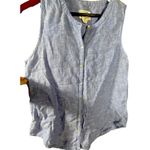 Christian Siriano Top Small Shirt 100 % Linen Sleeveless Blue Cool Beach Coastal Photo 1