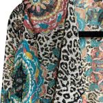 Multiples  Jacket Petite Small Semi Sheer Bell Sleeves Animal Print Lagenlook Photo 2
