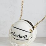Basketball Purse Bag White Round Sports Ball Crossbody Handbag Chain Strap Photo 1