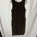 Vintage Women’s Medium 90s Velvet Jumper Maxi Dress Chocolate Brown Paisley Fall Photo 7