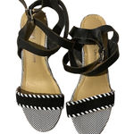 Chinese Laundry  Black & White Print Wedge Espadrille Sandals Women Sz 7.5 Photo 0
