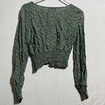 Urban Outfitters  Blouse Top Women's Small Green Floral 100% Rayon Plunge Neck Sm Photo 6
