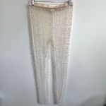 Hot & Delicious  | Pearl Embellished Ivory Cream Mesh Leggings Pants | Medium Photo 2