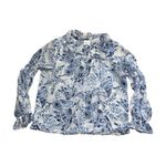 MISA Los Angeles  Frances Long Sleeve Tie Neck Blouse *flaw | Blue Peacock | M Photo 3