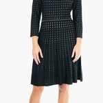 Nina Leonard Pleated Dot Sweater Dress Size Medium Photo 0