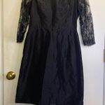 Rickie Freeman Teri jon black dress size 6 lace sleeves silk dress Photo 3