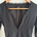 Majorelle  Black Long Sleeve V-Neck Bodysuit Size Small Photo 1