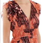 Ulla Johnson Akira Metallic Shibori Silk Printed Midi Dress Coral Pink Size 6 Photo 2