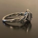 Vintage Sterling Silver 925 Square Double Halo Diamond Cluster Ring | Size 6.5 Photo 2