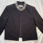 Tahari  Luxury Black Open Style Jacket with Jeweled Collar‎ Size 14 Photo 0