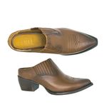 Frye  Sacha Mule Western Brown Leather Slip-On Bootie Size 7 Cowboy Western Mule Photo 2