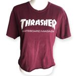 Thrasher Skateboard Mag Burgundy Short Sleeve Cropped T-shirt Photo 1