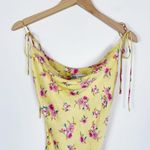 ZARA Safia Yellow Floral Draped Camisole Satin Slip Mini Dress Photo 7