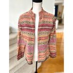 Talbots Vintage 90s  Pink Yellow Fair Isle Full Zip Long Sleeve Sweater Photo 3