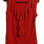 Harvé Benard Harve Benard Red Ruffled Sleeveless‎ Blouse Photo 0