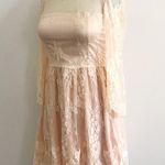 Sheer Neckline Lace Formal Dress Pink Size M Photo 2