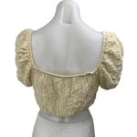 ZARA Yellow Short Puff Sleeve Scoop Neck Textured Stretch Blouse Crop Top Size M Photo 1