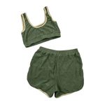 Madewell MWL by - Terry Towel Curved Hem Shorts & Crop Top in Green Photo 2