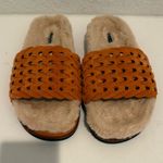 Rag and Bone Bailey Sunset Orange Suede Faux-Shearling Lined Slide Sandal Size 38 Photo 1