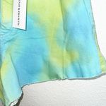 We Wore What  Tie Dye Green And Blue High Rise Raw Hem Flare Bell Shorts Photo 2