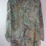 Cato  26 28W Eucalyptus Aqua TanbPaisley Sheer Tunic Plus Photo 11