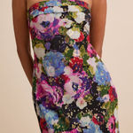Lulus  Sutherlynn Purple Multi Floral Strapless Midi Dress Photo 0