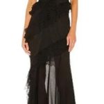 New AMUR Harlow Maxi Dress in Black Silk Sheer Formal One Shoulder Gown Size 4 Photo 0