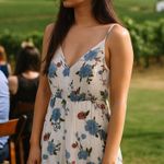 American Eagle  Outfitters Women's Size 2 Ivory Floral V-Neck Adjustable Jumpsuit Photo 2