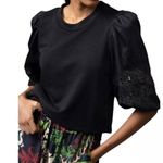 Emily Lovelock Wo's Molly Black Blouse Shirt Top Eyelet Sleeves Size XL Women's Photo 0