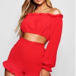 Boohoo Bardot Ruffle Short Set Photo 0