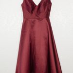 Alfred Sung NWT Burgundy Sateen Twill V-Neck Hi Low Dress Size 0 Photo 2