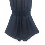 Patrizia Pepe Romper Women's S Smocked Neck & Waist Pom Pom Trim Silky Black Photo 8