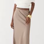 J.Crew  Warm Boulder Beige Gwyneth Slip Skirt High Waist Knee Length Satin L Photo 0