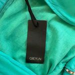 Greylin Anthropologie 100% Silk Turquoise Ombré Halter Draped Hem Size S Photo 8