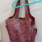 Fashionable Chocolate Brown Polka Dot Tote Bag‎ Shoulder Bag Crossbody Strap White Photo 0