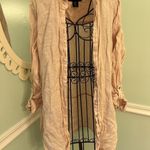 Tahari  Pink 100% Linen Button Down Roll Tab Sleeve Tunic Size M Photo 0