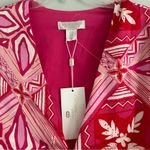 NEW NWT Caroline Constas Cropped Satin Blouse Vneck Boho Patterned Pink Size M Photo 5