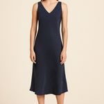 Halston Heritage Vintage Halston Intimates 100% Silk Navy Stripe Slip Midi Dress Photo 0