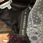 Madden Girl  Black Mesh Mini Dress Red Heart Print Lace Trim Slip Dress Size M Photo 10