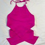 DO+BE Women's Medium Hot Pink Barbiecore Crop Halter Top Ties Around Back Shirt Photo 1