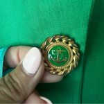 Ann Taylor Vintage 100% linen blazer Kelly green Women’s SIZE 2 collegiate crest Photo 5