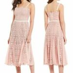 Gianni Bini  0 pink lace inset chiffon sleeveless midi dress belt bridesmaid Photo 11