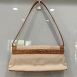 Antonio Melani Beige Canvas Brown Crocodile Print Leather Shoulder Y2K Bag Purse Photo 3