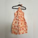 Lulus Gorgeous Yellow Floral Jacquard Halter Mini Dress Photo 2