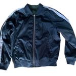 EXPRESS  x Karlie Kloss size medium reversible satin jacket optimist military seq Photo 0