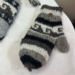 None Unisex Half Finger Flip Top button Gloves/Mittens & fleece lined hat black grey Photo 2