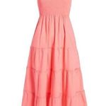 Hill House NWT  Ellie Nap Dress in Coral Cotton Smocked Midi XS Pockets! Photo 0