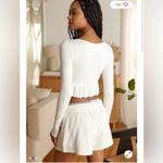 Urban Outfitters UO Out From Under Ivory Y2K Cropped Lace Longsleeve Ribbed Top Large Photo 1