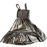 AQUA  Extra Small Rouched Black‎ Faux Leather Tiered Tank Dress Pleather Photo 0