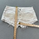 American Eagle Denim Jean Shorts Womens 8 White Sequin Fringe Embellished Frayed Photo 2